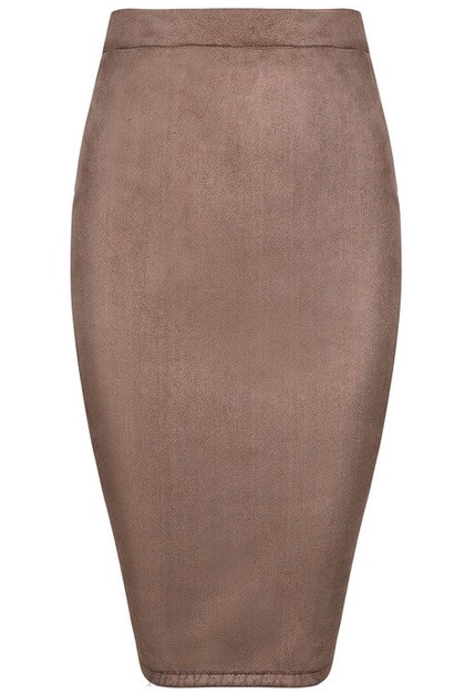 Herve Leger Taupe Suede Skirt