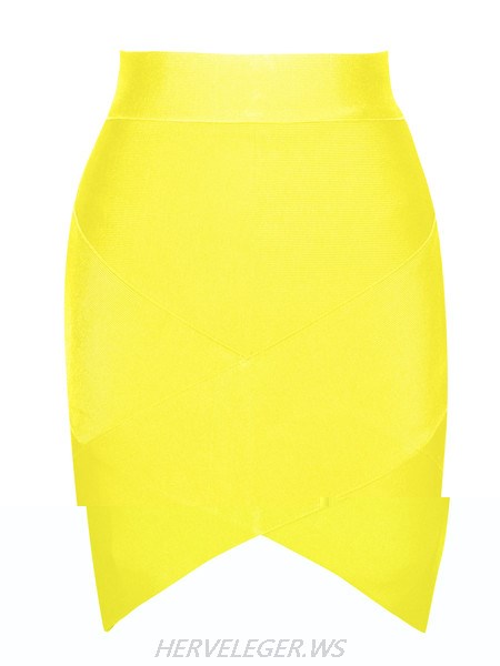 Herve Leger Yellow Petal Hem Bandage Skirt