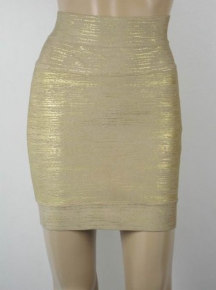 Herve Leger Exclusive Gold Foil Bandage Skirt