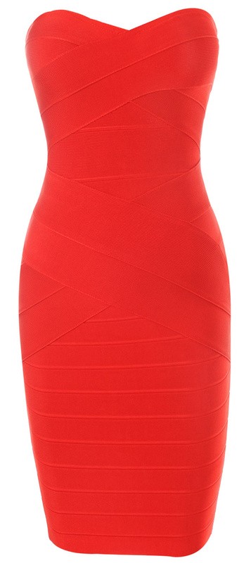 Herve Leger New Style Red Strapless Bandage Dress