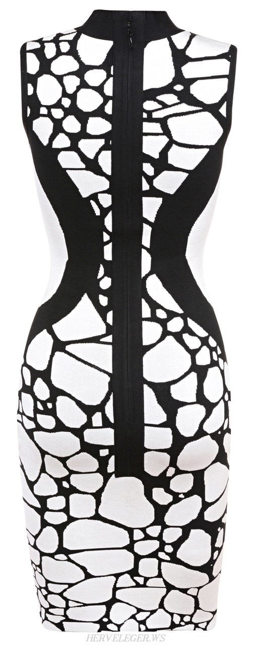 Herve Leger Monochrome Animal Print Bandage Dress