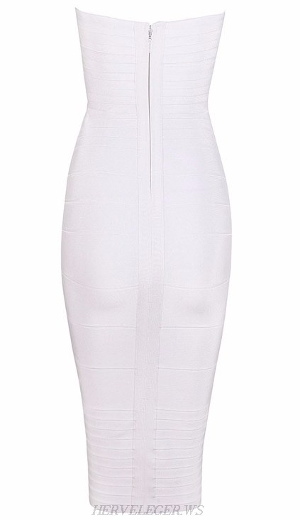 Herve Leger White Bandeau Bandage Dress