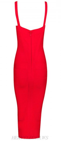 Herve Leger Red Crisscross Bandage Dress