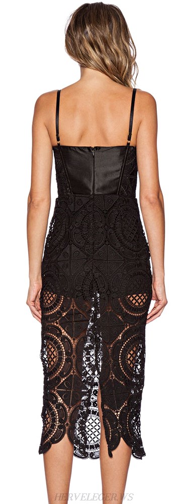 Herve Leger Black Crochet Bandage Dress