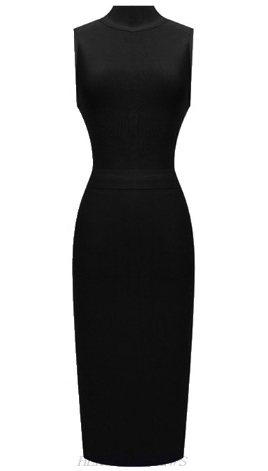 Herve Leger Black High Neck Dress