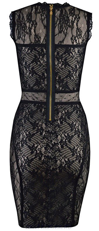 Herve Leger Black Lace Bandage Dress