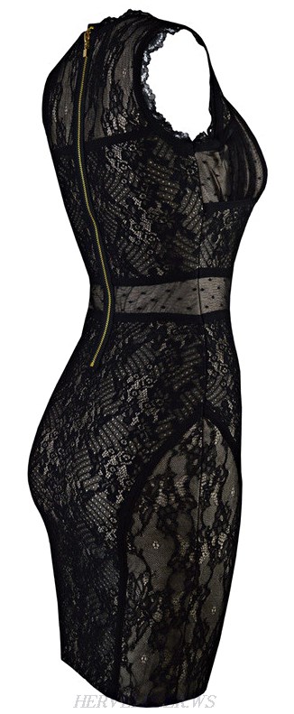 Herve Leger Black Lace Bandage Dress