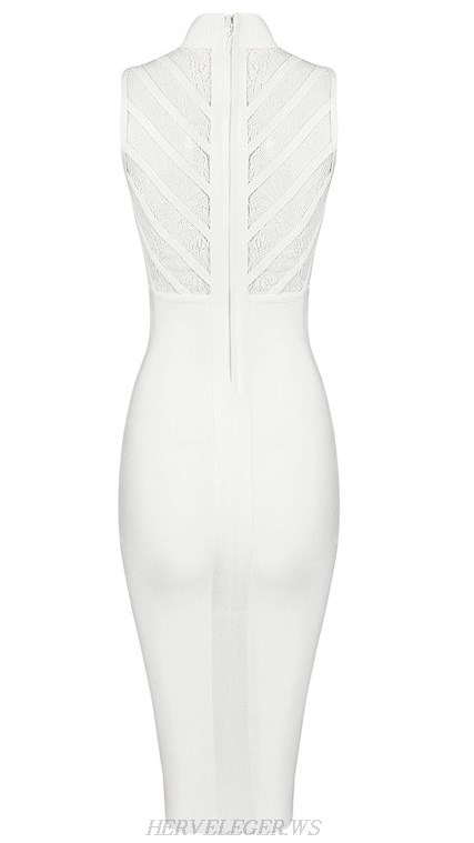 Herve Leger White Lace Bandage Dress