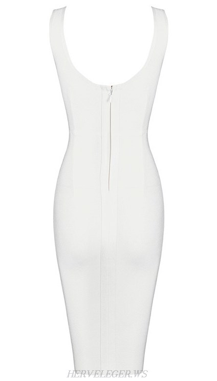 Herve Leger White Lace Up Dress