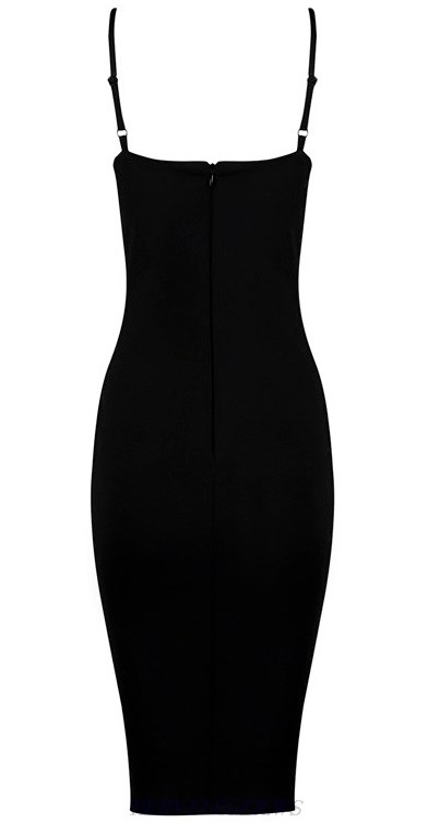 Herve Leger Black Lace Up Bandage Dress