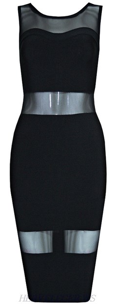 Herve Leger Black Mesh Bandage Dress