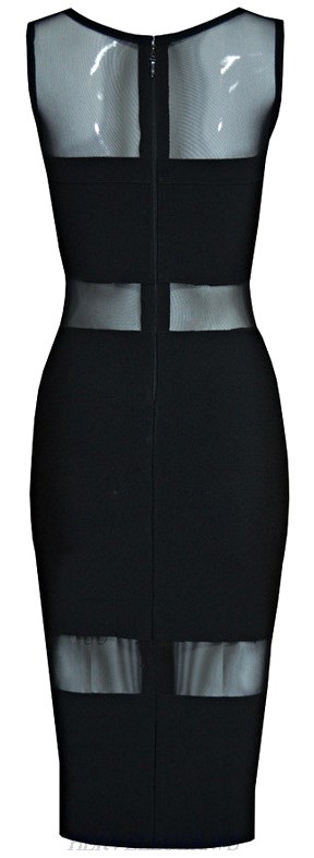 Herve Leger Black Mesh Bandage Dress