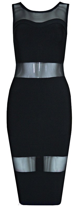 Herve Leger Black Mesh Bandage Dress