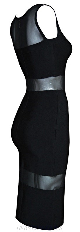 Herve Leger Black Mesh Bandage Dress