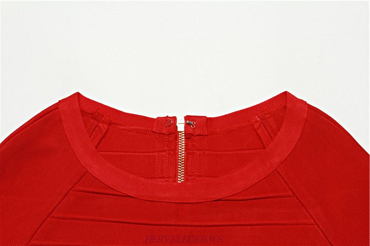 Herve Leger Red Two Piece Bandage Dress