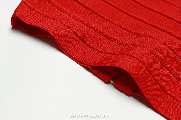 Herve Leger Red Two Piece Bandage Dress