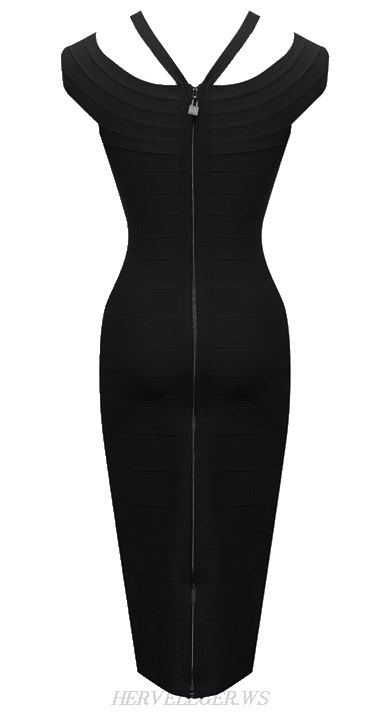 Herve Leger Black Strap Bandage Dress