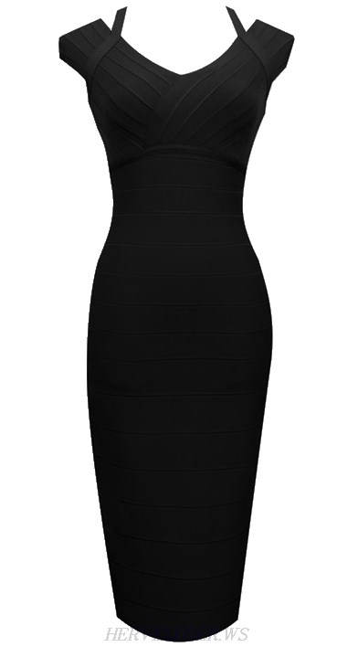 Herve Leger Black Strap Bandage Dress