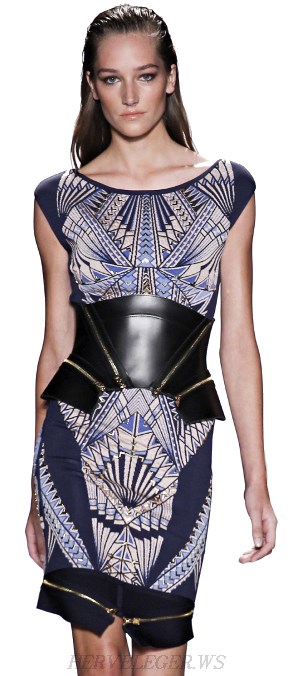 Herve Leger Tattoo Jacquard Bandage Dress