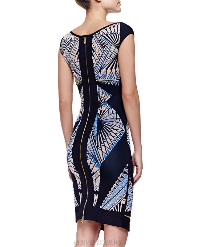 Herve Leger Tattoo Jacquard Bandage Dress