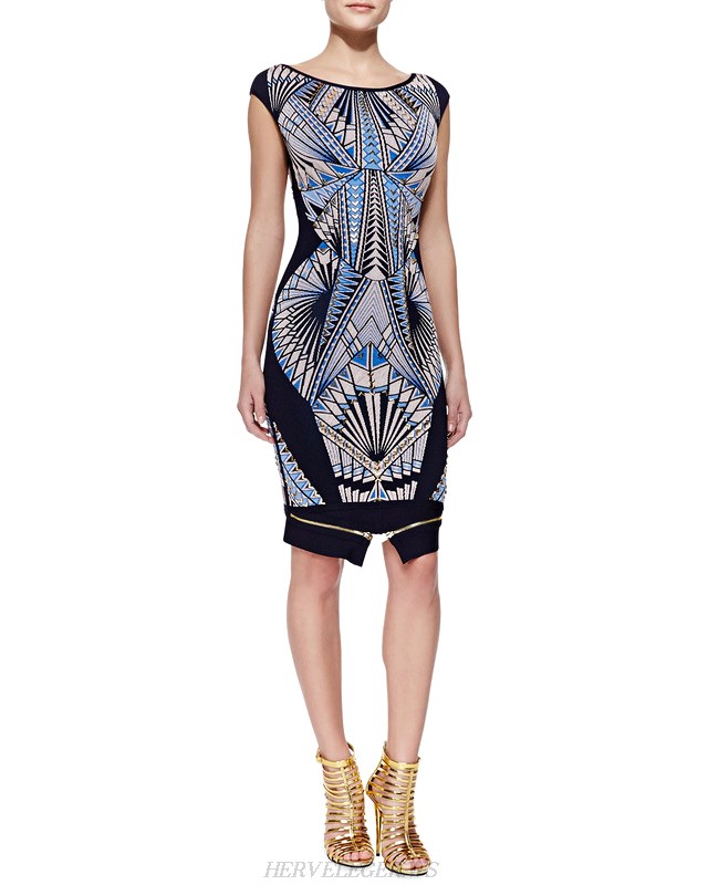 Herve Leger Tattoo Jacquard Bandage Dress