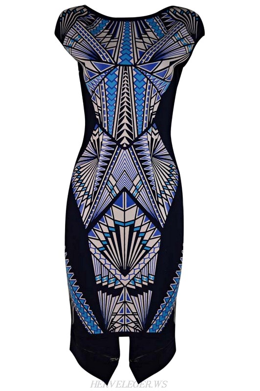 Herve Leger Tattoo Jacquard Bandage Dress