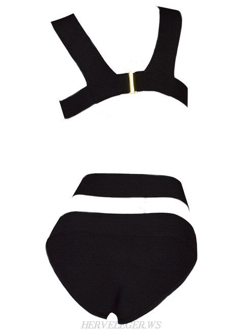 Herve Leger Black Cutout Bikini