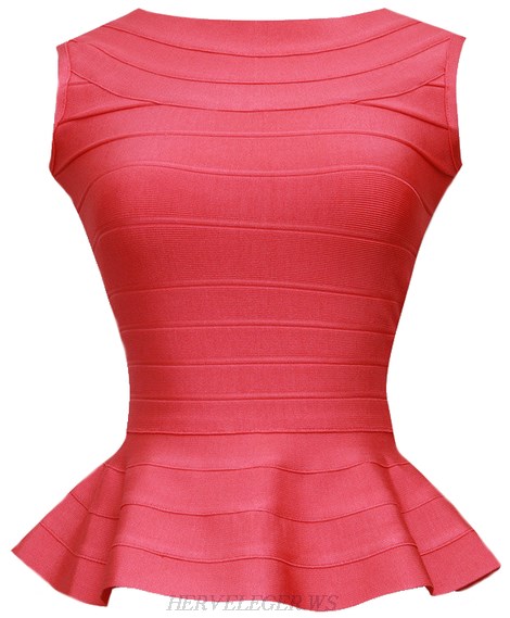 Herve Leger Red Peplum Top