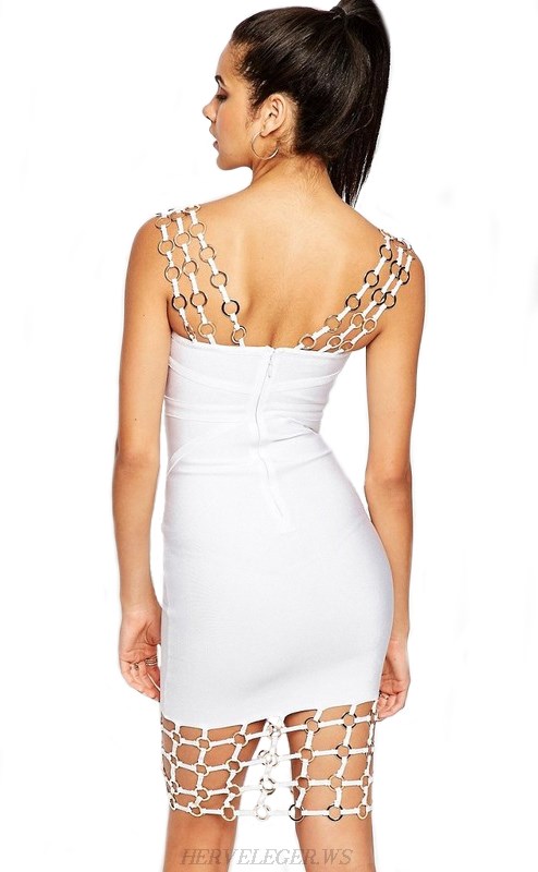 Herve Leger White Caged Dress