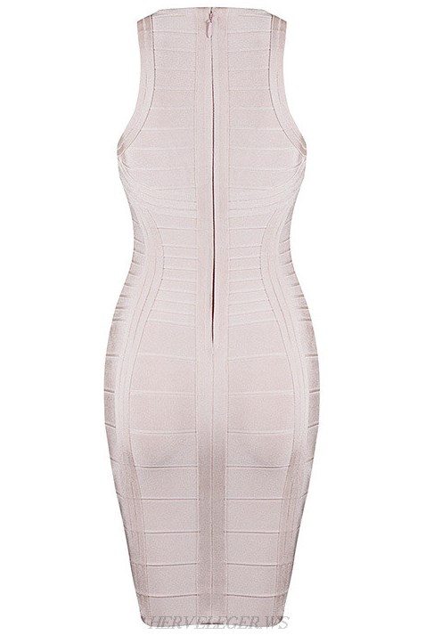 Herve Leger Nude Cut Out Front Dress