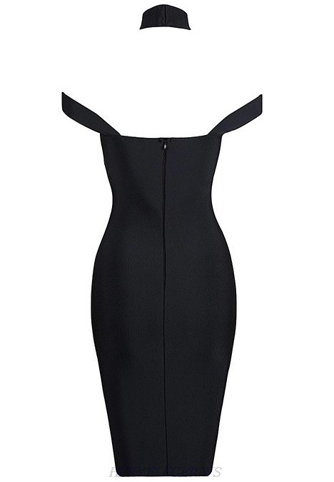 Herve Leger Black Halter Strap Dress