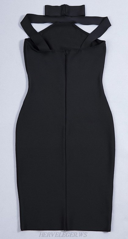 Herve Leger Black Halter Strap Dress