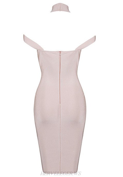 Herve Leger Nude Halter Strap Dress