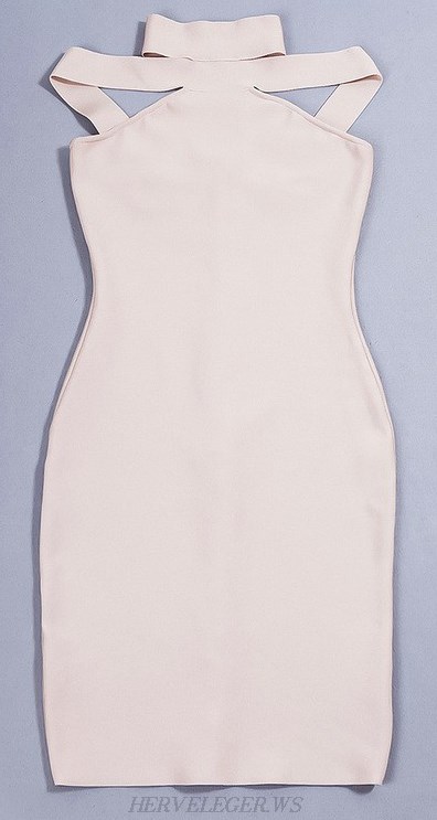 Herve Leger Nude Halter Strap Dress