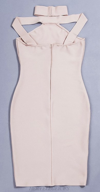 Herve Leger Nude Halter Strap Dress