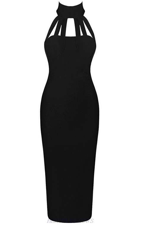 Herve Leger Black Halter Strap Dress