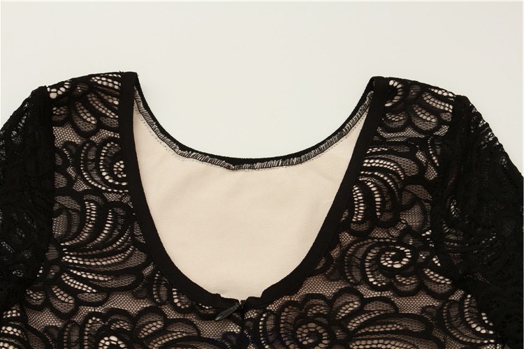 Herve Leger Black Long Sleeve Lace Dress