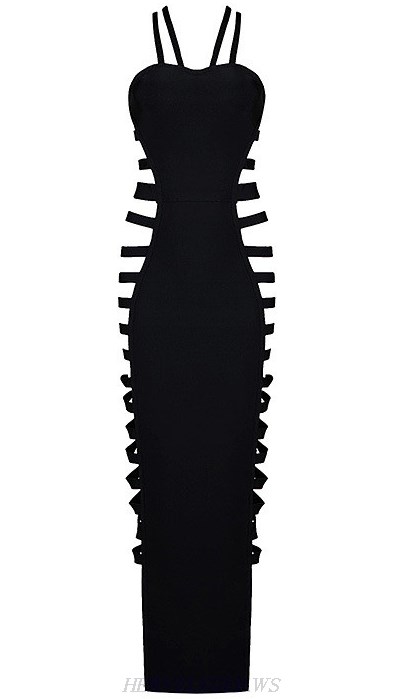 Herve Leger Black Strappy Cut Out Dress