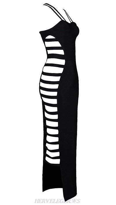 Herve Leger Black Strappy Cut Out Dress