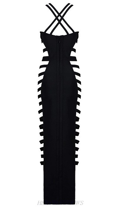 Herve Leger Black Strappy Cut Out Dress