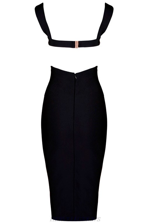 Herve Leger Black Cut Out Asymmetrical Dress