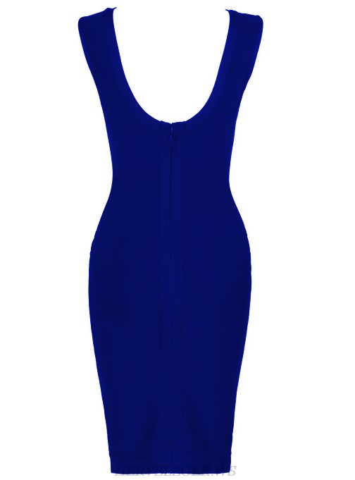 Herve Leger Blue Cut Out Detail Dress