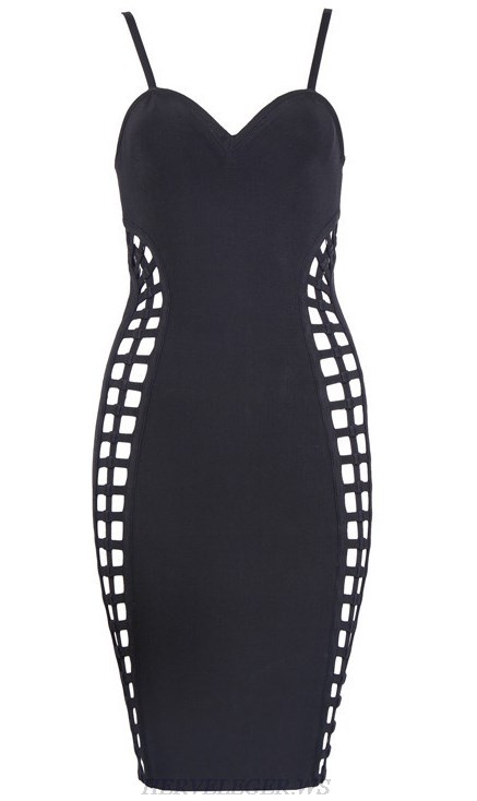 Herve Leger Black Multi Cut Out Dress