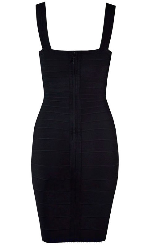 Herve Leger Black Scalloped Patterned Dress