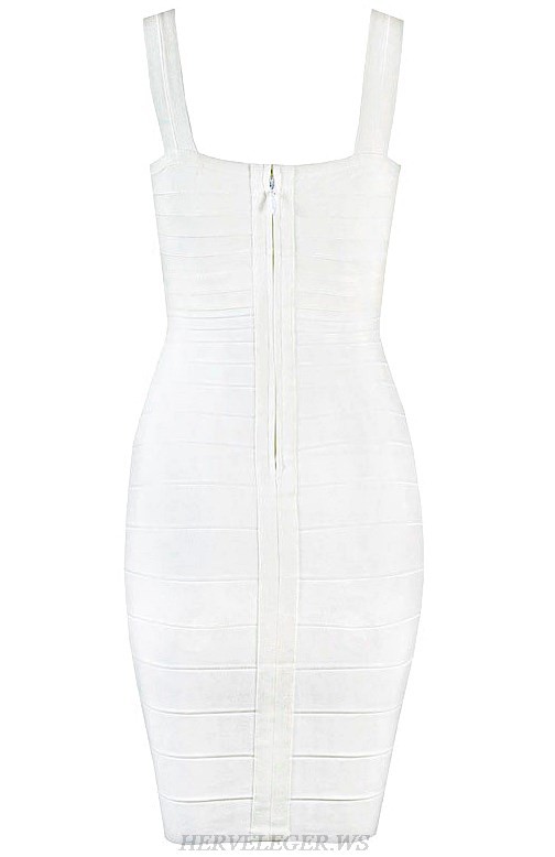 Herve Leger White Scalloped Patterned Dress