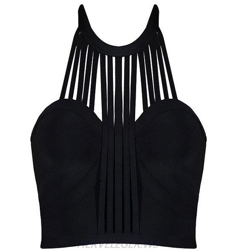 Herve Leger Black Halter Strappy Top