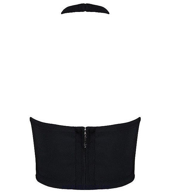 Herve Leger Black Halter Strappy Top