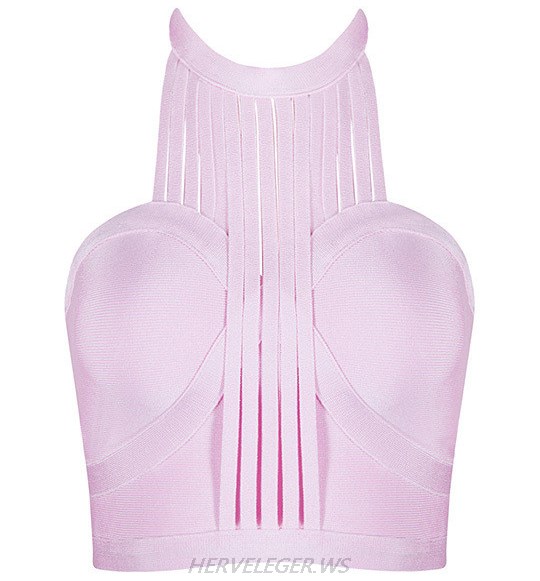 Herve Leger Pink Halter Strappy Top