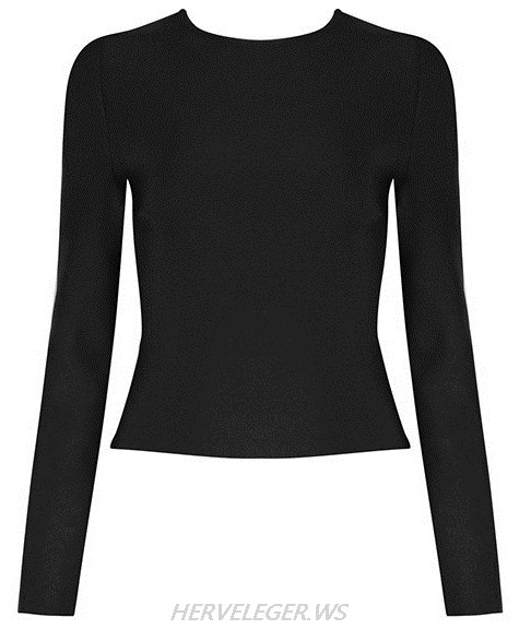 Herve Leger Black Long Sleeve Lace up Top