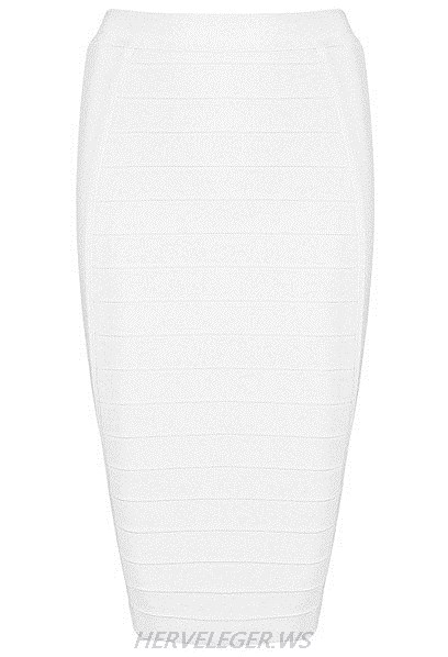 Herve Leger White Pencil Skirt